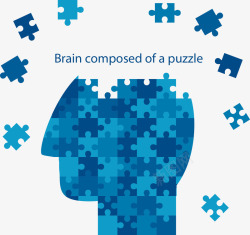 蓝色脑子创意蓝色大脑拼图矢量图高清图片