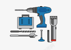蓝色电钻电钻插电蓝色工具高清图片
