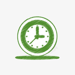 3点37秒绿色拉丝时钟图标高清图片