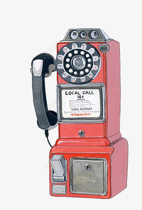 复古的公共电话png免抠素材_新图网 https://ixintu.com 座机 手绘 手绘电话机 插画 电话