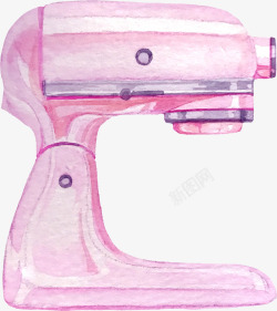 手绘水彩粉色熨烫机素材