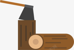 木质斧头劈柴卡通扁平风格矢量图高清图片