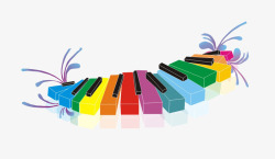 彩色钢琴键盘素材