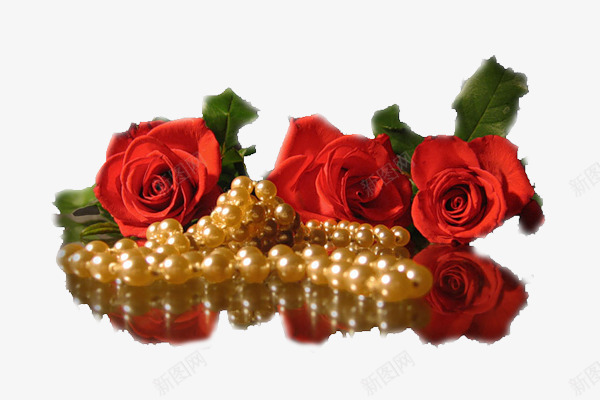玫瑰项链png免抠素材_新图网 https://ixintu.com 产品实物 时尚搭配 珍珠项链 红色玫瑰