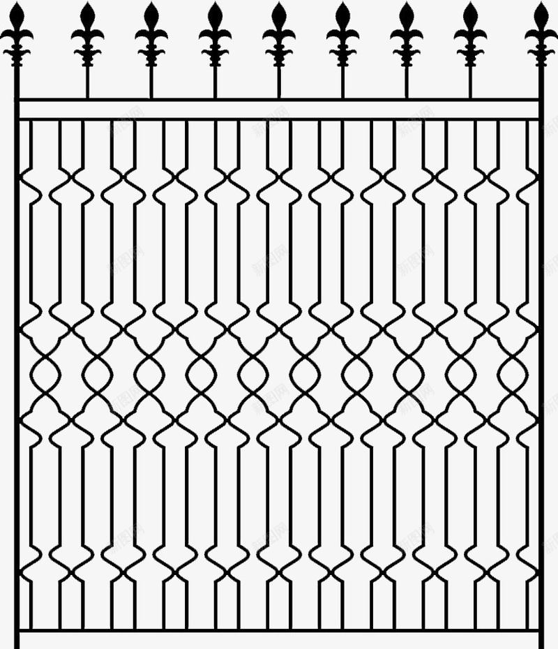 铁栅栏装饰png免抠素材_新图网 https://ixintu.com 欧美式栅栏 铁栅栏 黑色