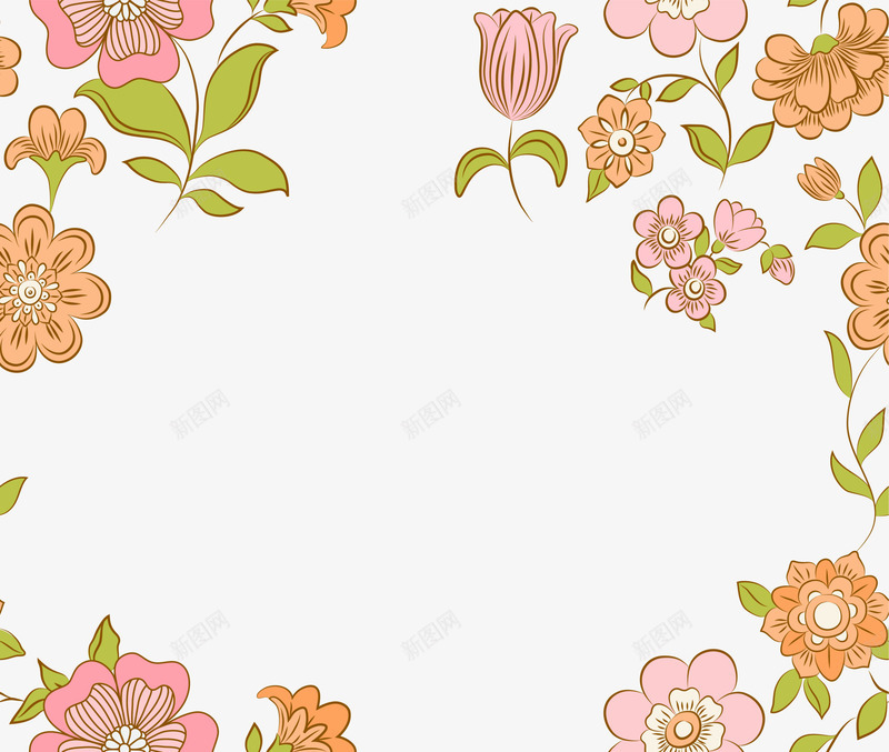 粉色花朵框架png免抠素材_新图网 https://ixintu.com 免抠PNG 框架 植物 粉色 花朵 边框纹理