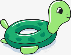 游泳的乌龟绿色卡通乌龟游泳圈高清图片