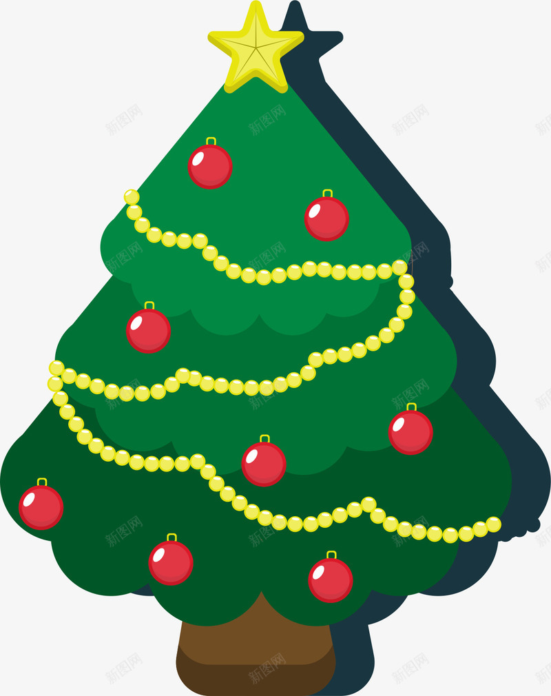 手绘卡通圣诞树png免抠素材_新图网 https://ixintu.com 可爱图案 圣诞节 圣诞装饰 星星 树木 铃铛