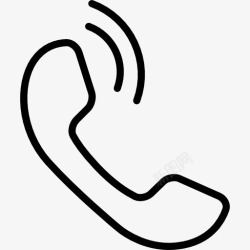 耳羽手机耳部分轮廓的呼叫声线图标高清图片