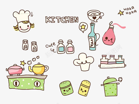 厨房卡通元素图标psd_新图网 https://ixintu.com 卡通 厨具 厨房 锅子