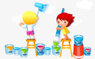 卡通儿童png免抠素材_新图网 https://ixintu.com 卡通儿童 粉刷匠 颜料桶