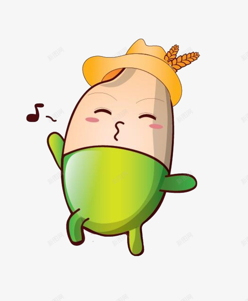歌唱宠物png免抠素材_新图网 https://ixintu.com 卡通 可爱 礼帽 绿色衣服 麦穗