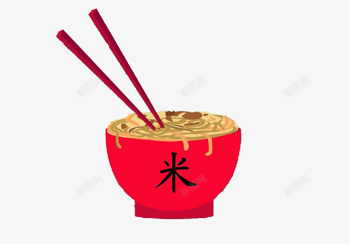 红色的碗和筷子png免抠素材_新图网 https://ixintu.com 碗筷 米饭 红色 风俗