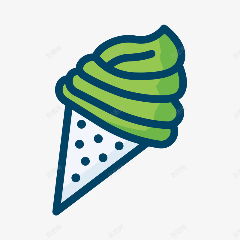 绿色手绘冰激凌美食元素矢量图图标eps_新图网 https://ixintu.com 卡通 图标 弧度 弯曲 手绘 绿色 美食 食物 矢量图