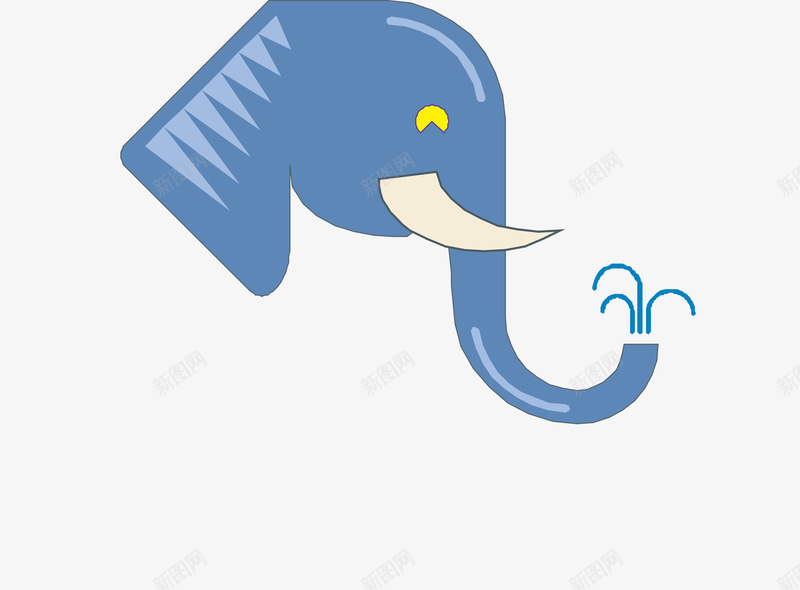蓝色的卡通大象头矢量图ai免抠素材_新图网 https://ixintu.com 动物 卡通手绘 大象 大象头 蓝色 矢量图
