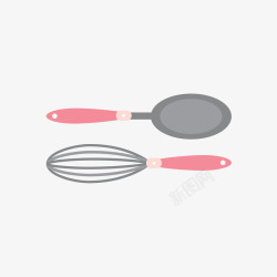 灰色搅拌器粉灰色的勺子和搅拌器高清图片