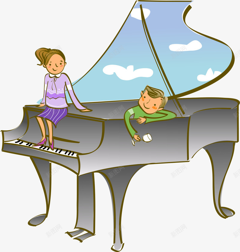 手绘钢琴矢量图ai免抠素材_新图网 https://ixintu.com AI 乐器 卡通 妈妈和儿子手绘 手绘 母子 矢量图 线条 钢琴 音乐