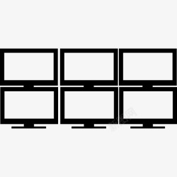 监控室屏幕组六显示器图标高清图片
