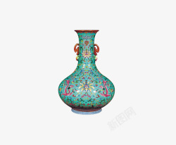 青色古董瓷器花瓶素材