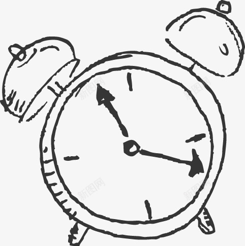 手绘卡通黑色闹钟png免抠素材_新图网 https://ixintu.com 卡通 设计 闹钟 黑色