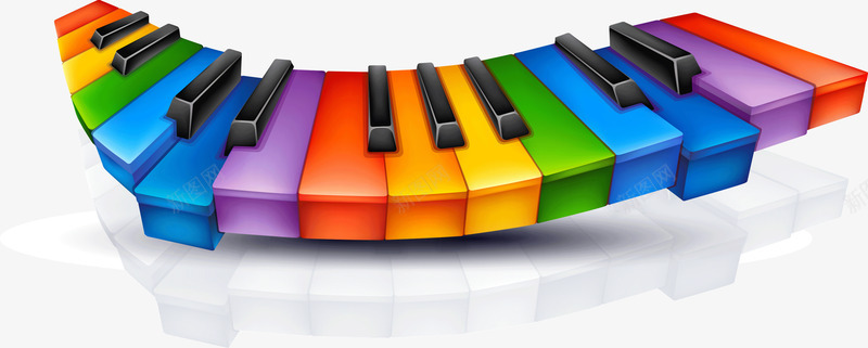 彩色钢琴键盘png免抠素材_新图网 https://ixintu.com 彩色 钢琴 键盘