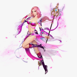 粉色光效游戏女神素材