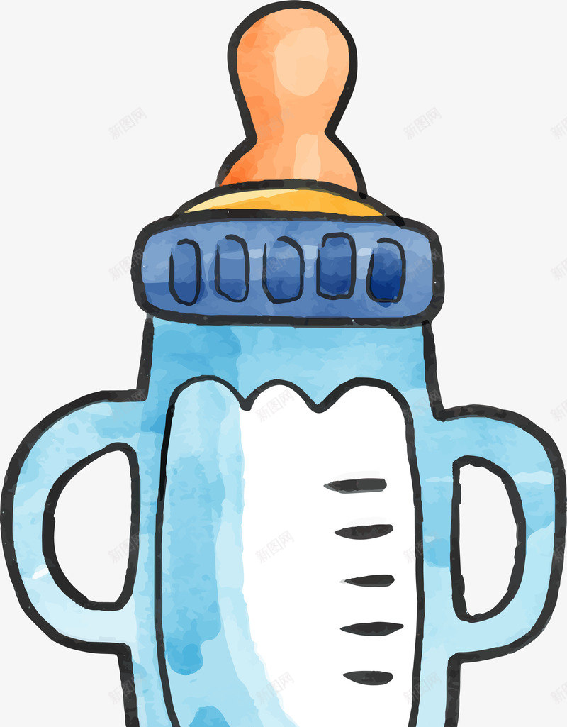 婴儿奶瓶png免抠素材_新图网 https://ixintu.com 卡通简约 奶瓶 婴儿物品 扁平化 矢量图案 设计图