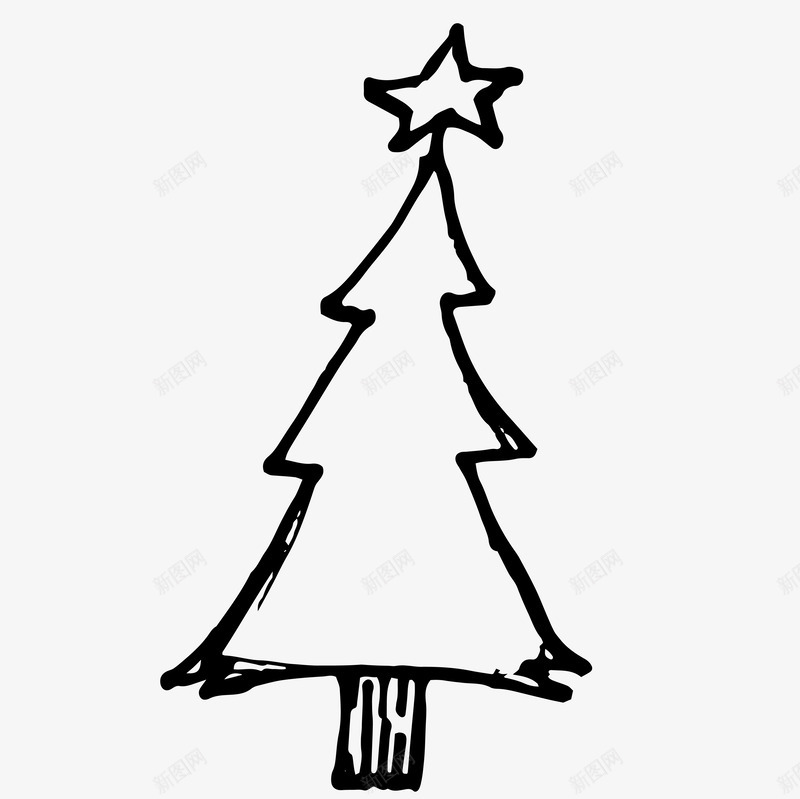 圣诞装饰物图标png_新图网 https://ixintu.com 圣诞树 圣诞装饰 插画 简易画作 装饰物品 黑白画
