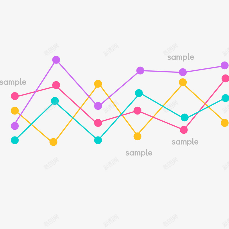 PPT彩色折线图png免抠素材_新图网 https://ixintu.com PPT彩色折线图设计 信息 免抠PNG 折线图符号 数据图 点状图 矢量图表 统计图