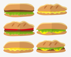 帕尼尼汉堡食物矢量图高清图片