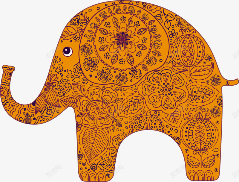 黄色花朵大象png免抠素材_新图网 https://ixintu.com 动物 动物园 可爱大象 花朵 装饰图案 鲜花 黄色大象