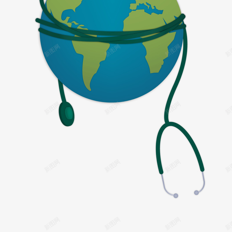 健康地球png免抠素材_新图网 https://ixintu.com 保护地球 听诊器 爱护 诊断