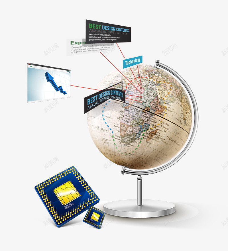 折线图png免抠素材_新图网 https://ixintu.com CPU 中央处理器 硬件 科技背景 箭头 零件