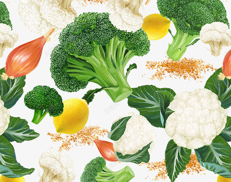 健康蔬菜西兰花和花菜png免抠素材_新图网 https://ixintu.com 写实 手绘 花菜 蔬菜 西兰花 食物