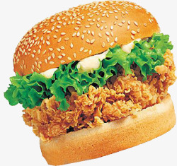 香辣鸡肉堡食物快餐汉堡高清图片