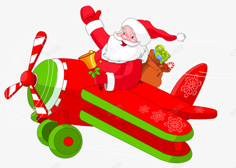 开飞机的圣诞老人png免抠素材_新图网 https://ixintu.com 帽子 老人 铃铛 飞机