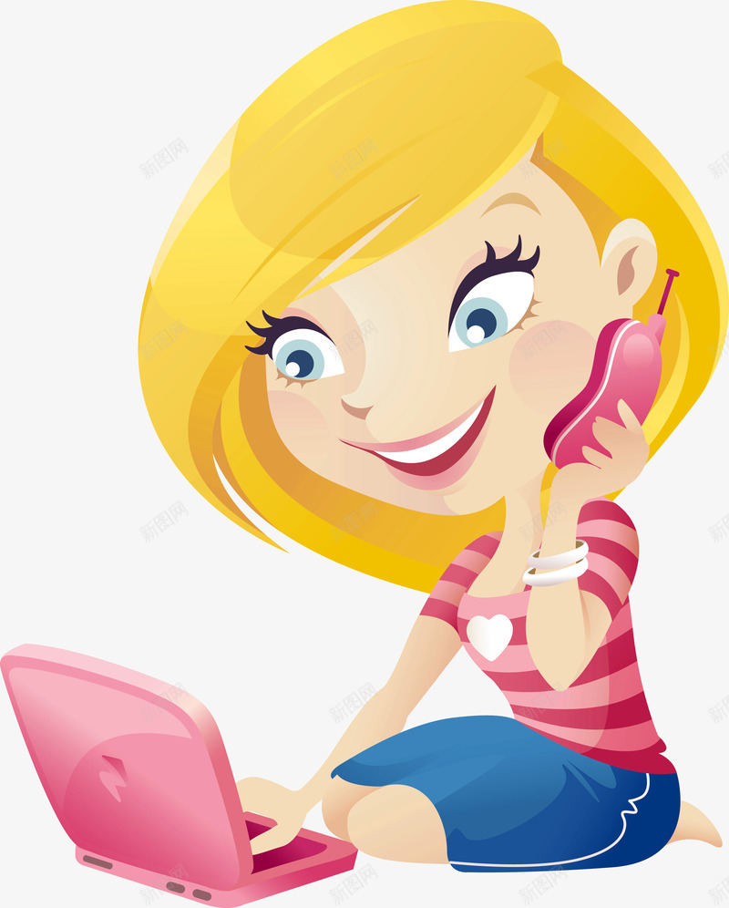 打电话的卡通女孩png免抠素材_新图网 https://ixintu.com girl 剪贴画 卡通 可爱 女孩 打电话