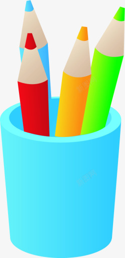手绘彩色开学季铅笔素材