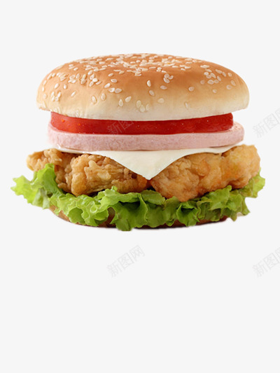 鸡肉汉堡包png免抠素材_新图网 https://ixintu.com 快餐 汉堡包 美味 美食 鸡肉