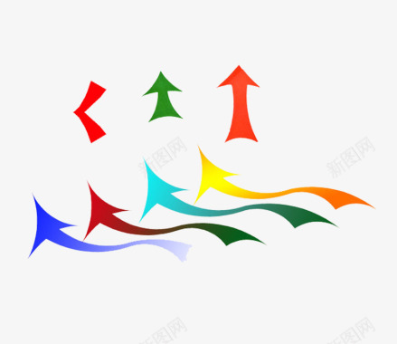 彩色漂浮弯曲的箭头图标图标