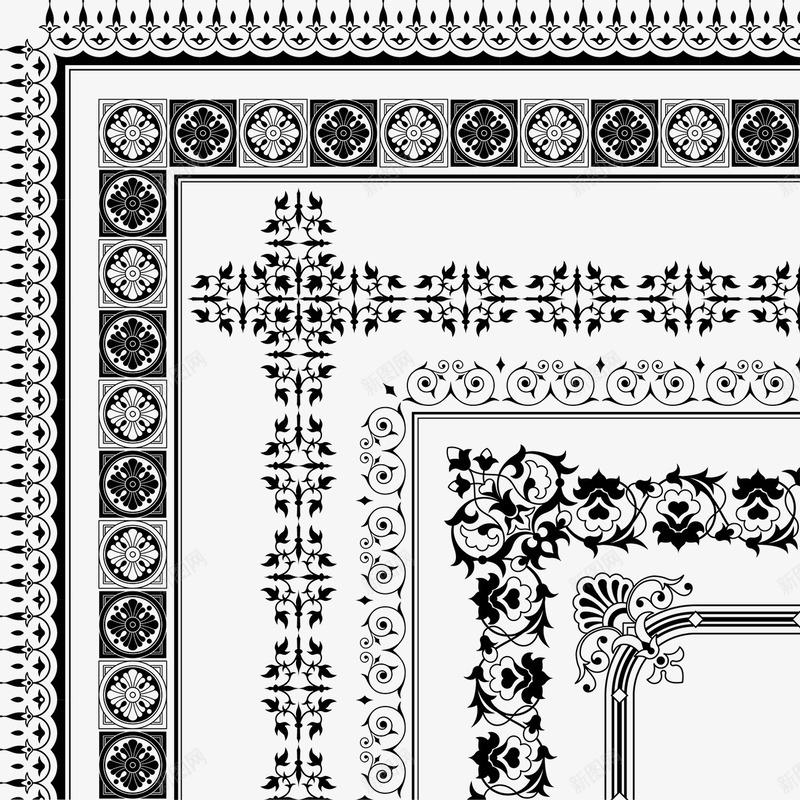 花边边角装饰png免抠素材_新图网 https://ixintu.com 复古 花纹 花边 装饰 边角