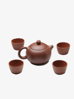 褐色茶壶素材一套纯色茶具高清图片