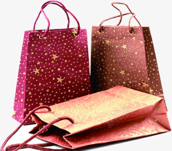 星星底纹的纸质购物袋素材