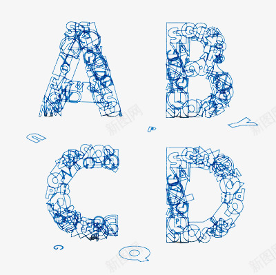 ABCD创意文字psd免抠素材_新图网 https://ixintu.com 免费创意文字设计 创意 字母 纯色 英文