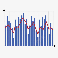 蓝色柱形坐标折线线型图素材