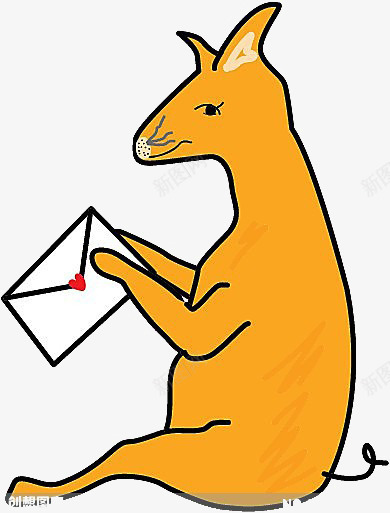 小袋鼠拆信件png免抠素材_新图网 https://ixintu.com 信件 小袋鼠 彩绘 黄色