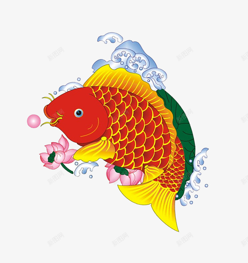 红色中国画鲤鱼png免抠素材_新图网 https://ixintu.com 中国画 素材 红色 鲤鱼