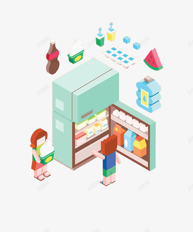 在冰箱拿物品png免抠素材_新图网 https://ixintu.com 冰箱 卡通 物品 食物
