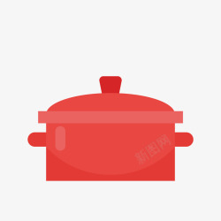 煮饭用具红色的锅高清图片