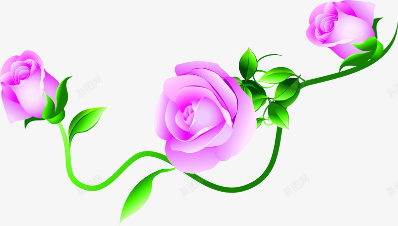 紫色唯美手绘花朵盛开png免抠素材_新图网 https://ixintu.com 盛开 紫色 花朵